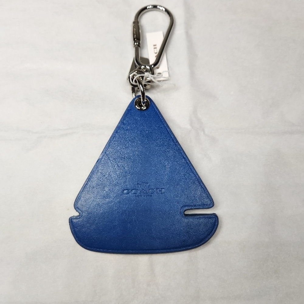 COACH Sailboat Leather Keychain - Blue & White - Picture 4 of 5